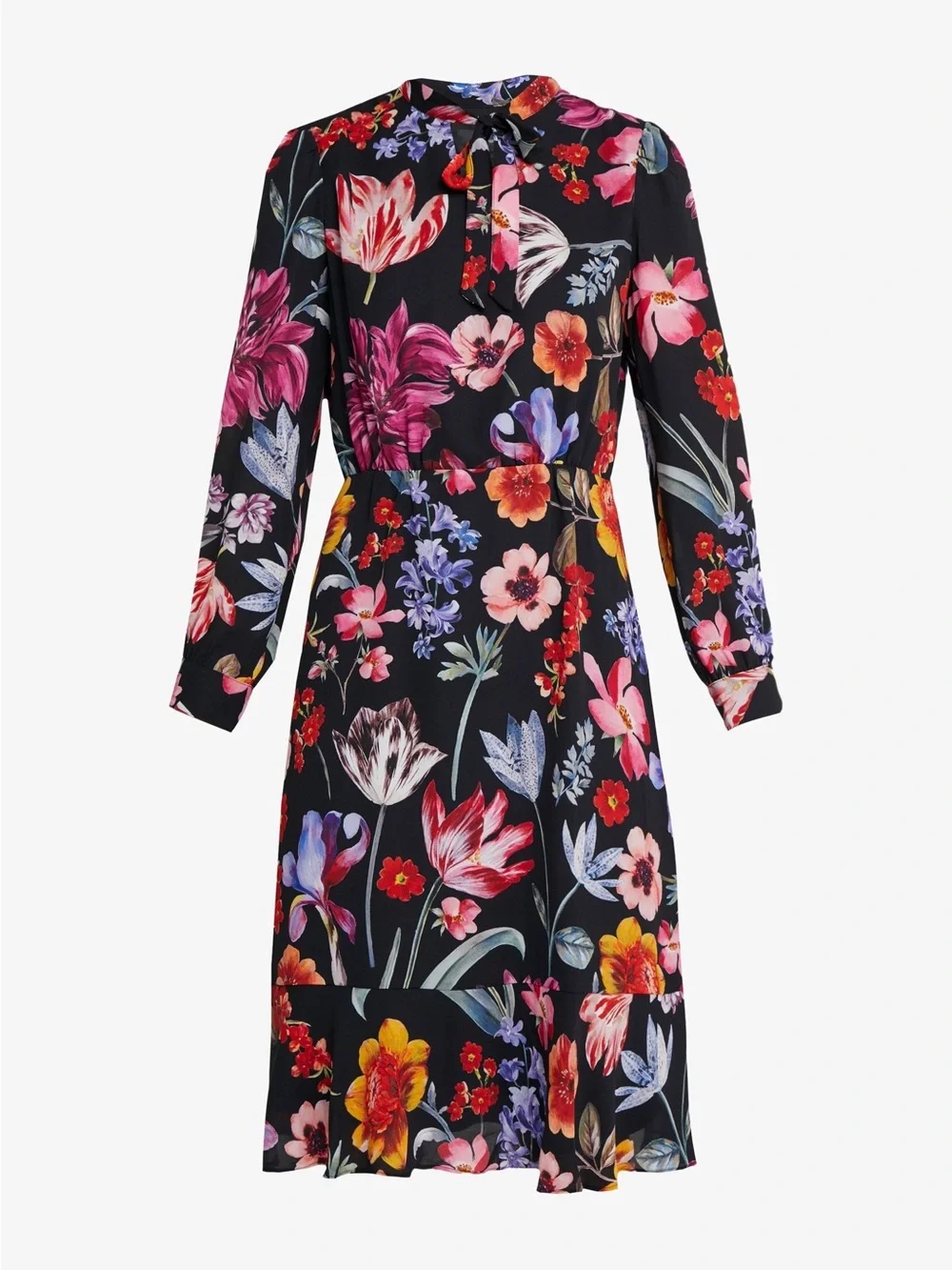 J.Crew Tie-Neck Midi Dress in Midnight Dutch Floral - Size 10